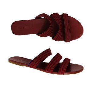 Rothy's Triple Strap Women's Sandals, Size 11 Burgundy, Strappy Slip Ons…